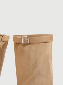 CUCCOO SZL Women's Pointed Toe Buckle Design Fashion High Heel Knee-High Boots For Christmas