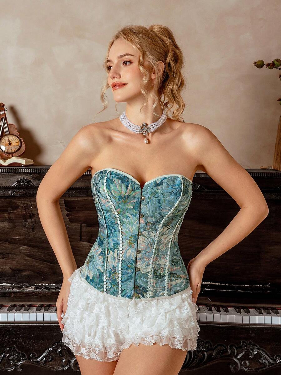 Myrelith 1pc Women Elegant Printed Bandeau Shapewear Top - Multicolor - View 1