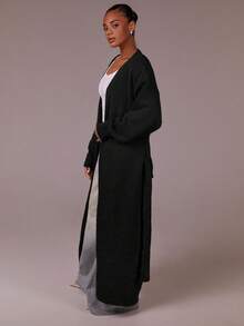 Athîral Cardigan long casual unicolore pour femmes, automne/hiver