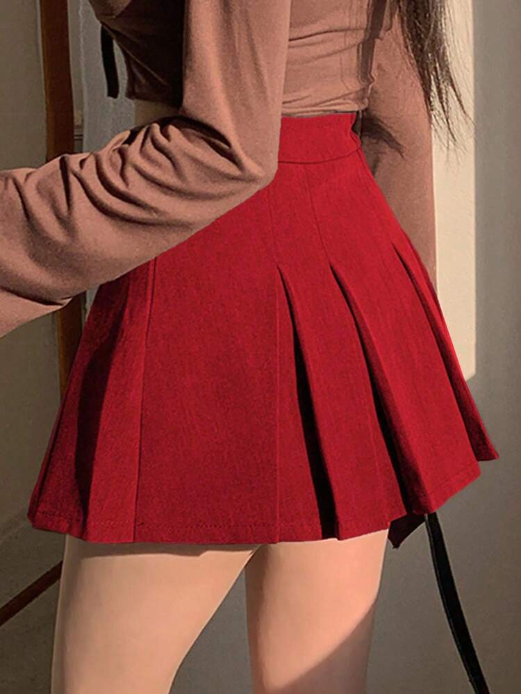 Women's Pleated A-Line Skirt, Versatile School Style,Back To School Clothes