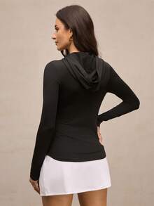 Activina Zip Up Hooded Warming Softness Sports Jacket - Black - View 2