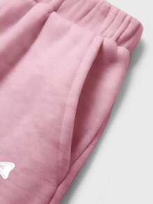 JNSQ Girls Autumn Outfit, Crew Neck Long Sleeve Sweatshirt Set, Bow & Floral Print Lace Trim Loose Sweatshirt Top Paired With Relaxed Straight Leg Sweatpants 2-Piece Set - Pink - View 7