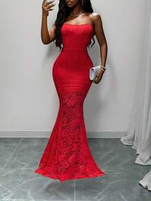 Slaydiva Trang phục thường ngày ngày lễ tình nhân mùa thu đông mới phù hợp cho các buổi hẹn hò hàng ngày, đi làm, công sở, nữ tính, thanh lịch, bãi biển, tiệc du thuyền, đơn giản, phổ biến trực tuyến, tiệc sinh nhật, tiệc cao cấp, váy dạ hội, váy đuôi cá trễ vai gợi cảm và lãng mạn, váy ren đỏ, váy ôm vừa vặn và váy dài siêu dài dành cho nữ -G - Đỏ - Xem 10