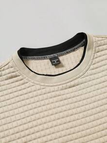 EGENSIO Men's Casual Letter Print Pullover Sweatshirt And Drawstring Waist Sweatpants Set - Apricot - View 4