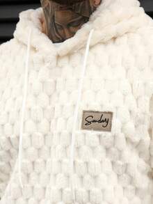 Manfinity CasualCool Men's Casual Hooded Fleece Sweatshirt, Suitable For Vacation, Party, Daily Dates, Simple Office, Lazy Home, Outdoor Activities, Appropriate For Formal Or Informal Occasions, Suitable For Self-Wear Or Gift To Friends Hoodie, Long Sleeve Top - White - View 6