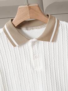 SHEIN Bộ đồ nam 2 món Tween Boy, Áo thun Polo tay ngắn + Quần tây, Trang phục trang trọng thanh lịch cho tiệc sinh nhật, đám cưới, kỷ niệm, tốt nghiệp - Màu Khaki - Xem 5