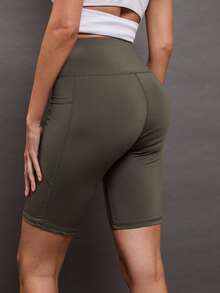 Activina 侧边手机口袋运动短裤骑行短裤氨纶短裤 - 軍綠色 - 查看 6