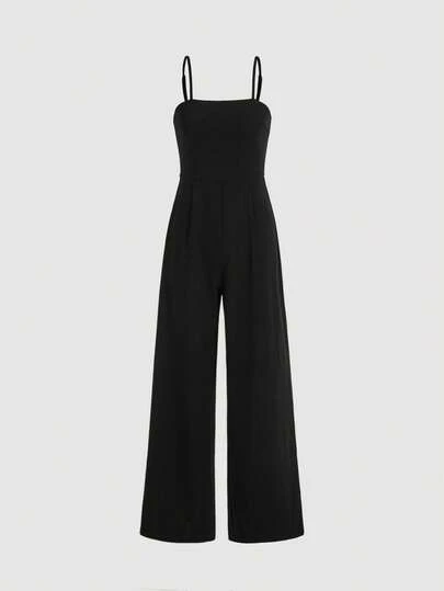 SHEIN MOD 拼接細節吊帶連體褲