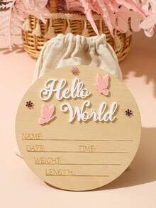 SHEIN Panneau d'annonce de naissance de bébé fille avec papillon acrylique "Hello World", accessoire photo pour baby shower, cadeau