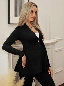 SHEIN Women's New Jacquard Textured Single Button Long Sleeve Jacket, Autumn/Winter