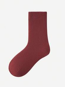 LUVLETTE زوج واحد/6 أزواج من الجوارب المبطنة بالحرارة للنساء، جوارب متوسطة الطول بتصميم محبوك ملون بسيط ومتعدد الاستخدامات للخروجات اليومية في الشتاء - متعدد الألوان - مشاهدة 6