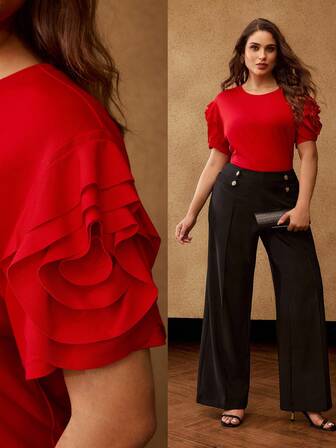 MOTF PREMIUM CAMISETA DE MANGA CORTA CON ESTAMPADO FLORAL EN TALLA GRANDE