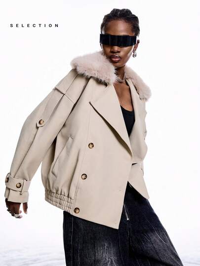 LYSMO 女士时尚百搭双排扣外套，冬季