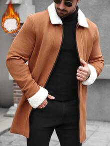 Manfinity CasualCool Veste zippée décontractée pour hommes avec empiècements et bordure en fourrure, automne/hiver