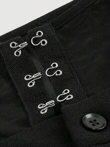 SHEIN MOD Plus Size Black Party Night Mesh Phối cảnh Xương Thắt lưng Quần có thiết kế mối nối - màu đen - Xem 3