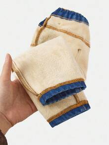 SHEIN Baby Girls Navy Blue Denim Thermal Lined Stretchy Leggings - Medium Wash - View 6