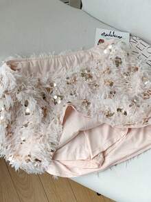Comfortcana Minigonna sexy e alla moda con paillettes e peluche, adatta per Capodanno, gonna strutturata per donne