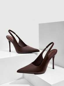 CUCCOO SZL Women's Pointed Toe Elegant Commuter Versatile High Heels For Christmas Spring Shoes - Coffee Brown - View 3