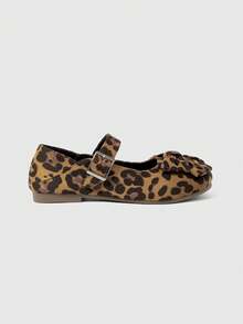 ROMWE Women's Fashionable Leopard Print Bow Decor Flats For Christmas - Multicolor - View 2