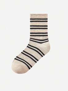 LUVLETTE 5 Pairs Autumn/Winter Warm Striped Mid-Calf Socks, Wool Blend Knee High Socks - Multicolor - View 9