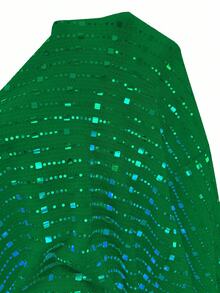 Maweii 大码女式优雅亮片深V领长袖连衣裙，适合圣诞派对穿着，亮片闪耀，闪亮夺目。 - 綠色 - 查看 7