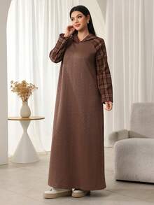 Graceveil Váy dài kẻ sọc đan dành cho nữ, thích hợp mặc ngoài trời mùa thu/đông - màu nâu - Xem 7