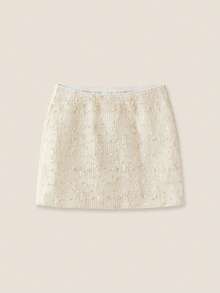 SHEIN Unity Women's Mini Skirt, Sequin Embellished Casual Low Waist Zipper Closure Skirt, Suitable For Summer - Apricot - View 1