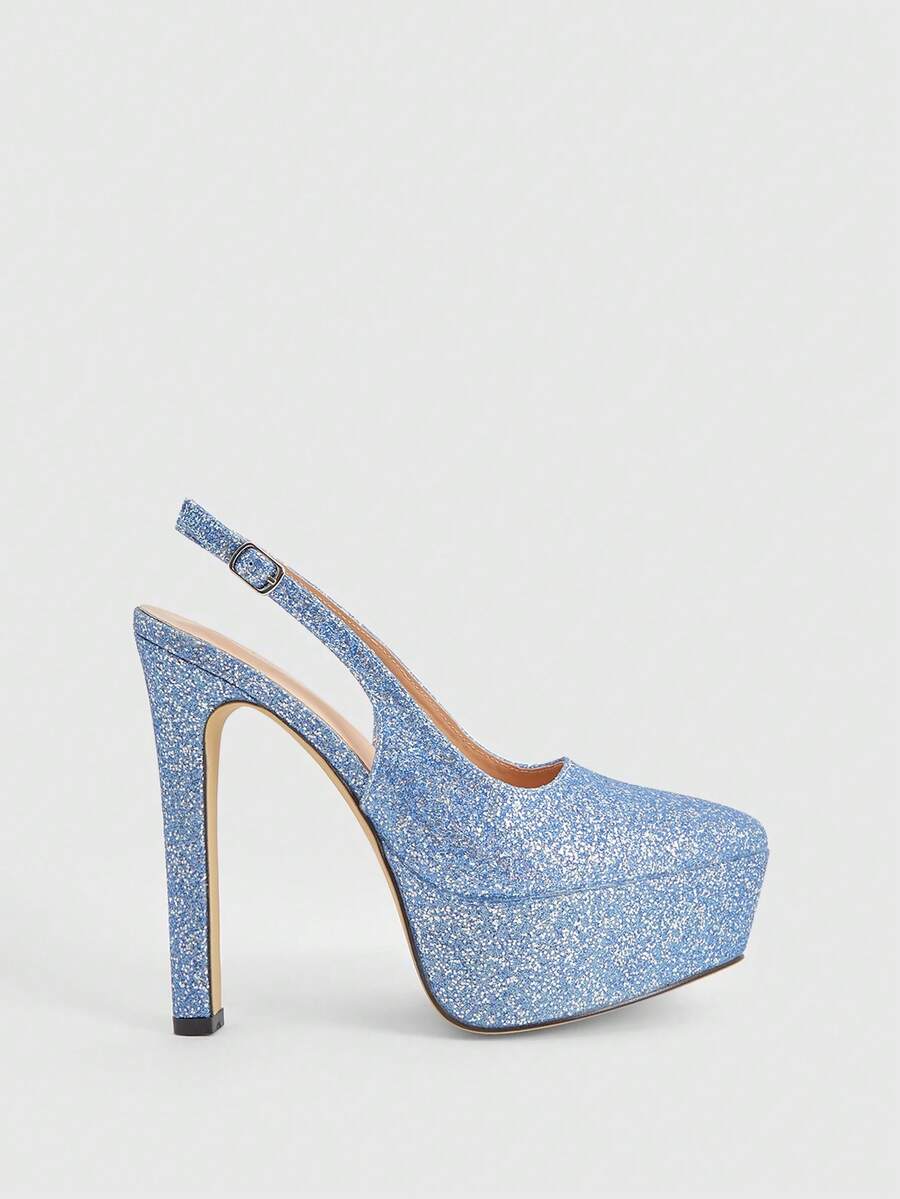 CUCCOO LuxiPop Women's Fashionable Elegant Party Glitter Waterproof Platform Pumps For Christmas