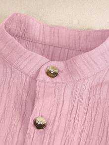 SHEIN Genkimix Kids Young Boy Summer Casual Solid Color Short Sleeve Shirt - Pink - View 4