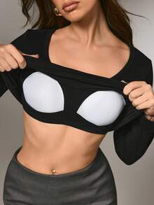 Nuvra 女士舒适保暖黑色打底衫，性感秋冬款 - 黑色 - 查看 10