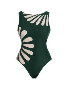 Swim Oasis Bộ áo tắm liền thân và váy che ngoài dành cho nữ, thích hợp cho kỳ nghỉ biển. - Màu xanh lá cây đậm - Xem 12