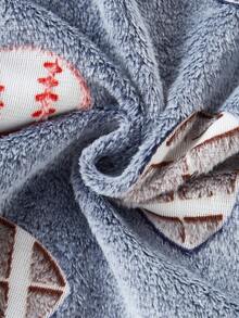 2 piezas Conjunto de top de manga larga con gráfico de fútbol y pantalones para niño pequeño, pijama/ropa de estar cómoda y suave de felpa, adecuada para otoño/invierno - Multicolor - Ver 6