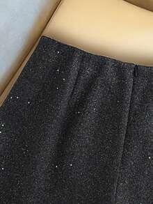 Franclia Stylish And Exquisite Shimmering Fabric, Slimming Woolen Shorts, Party Style, New A-Line Style For Spring And Autumn, Elegant Women's Shorts ,Christmas, New Year , For New Year's Eve, Party, Beach, Elegant, Casual For Women, Romance, Valentine's Day, Dating, Graduation Season Attire, Fashionable Casual Commuter Wear, Business Office Wear, Versatile And Stylish Everyday Casual Wear, Urban Teacher's Professional Attire - Grey - View 5