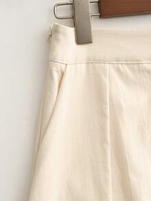 Franclia Bộ 2 món áo trễ vai trơn tay dài và chân váy cạp cao cài nút cho nữ - trắng - Xem 7