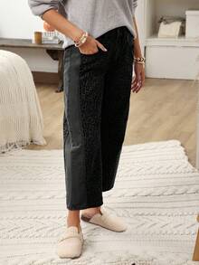 EMERY ROSE Women's Leopard Print Pocket Casual Fashion Jeans - Black - View 5