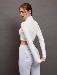 Activina Zip Up Crop Sports Jacket - White - View 2