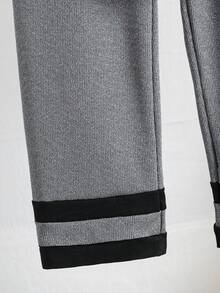 2 Piece Sets Girls' Casual Schoolgirl Style Gray Long-Sleeved Cardigan Top And Trousers In Ribbed Fabric With Simple Letter Embroidery, Suitable For All Seasons. Two Piece Sleepwear Set Grey Pajama Set,Kids Clothes Girls - Grey - View 5