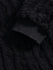 PAVTROS 男士休闲时尚街头刺绣抓绒连帽衫和裤子套装，秋冬款，街头风，宽松版型，男士，情侣装，印花图案，我爱我的男朋友，朋友，情侣装，男朋友 - 黑色 - 查看 7