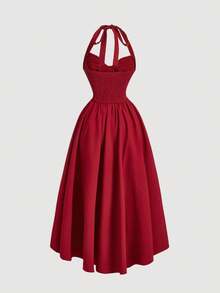 SHEIN MOD 女士露背褶皱蝴蝶结摆裙，红色派对女士服装，晚宴服装，化装舞会礼服，生日女士服装，性感红色连衣裙，蝴蝶结连衣裙，公主风女士连衣裙