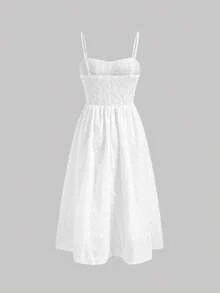 SHEIN MOD Frill Trim Schiffy Cami Dress,White Graduation Dress - White - View 2
