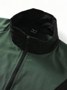 Manfinity EMRG Plus Size Men's Color Block Black, Green And White Trench Coat