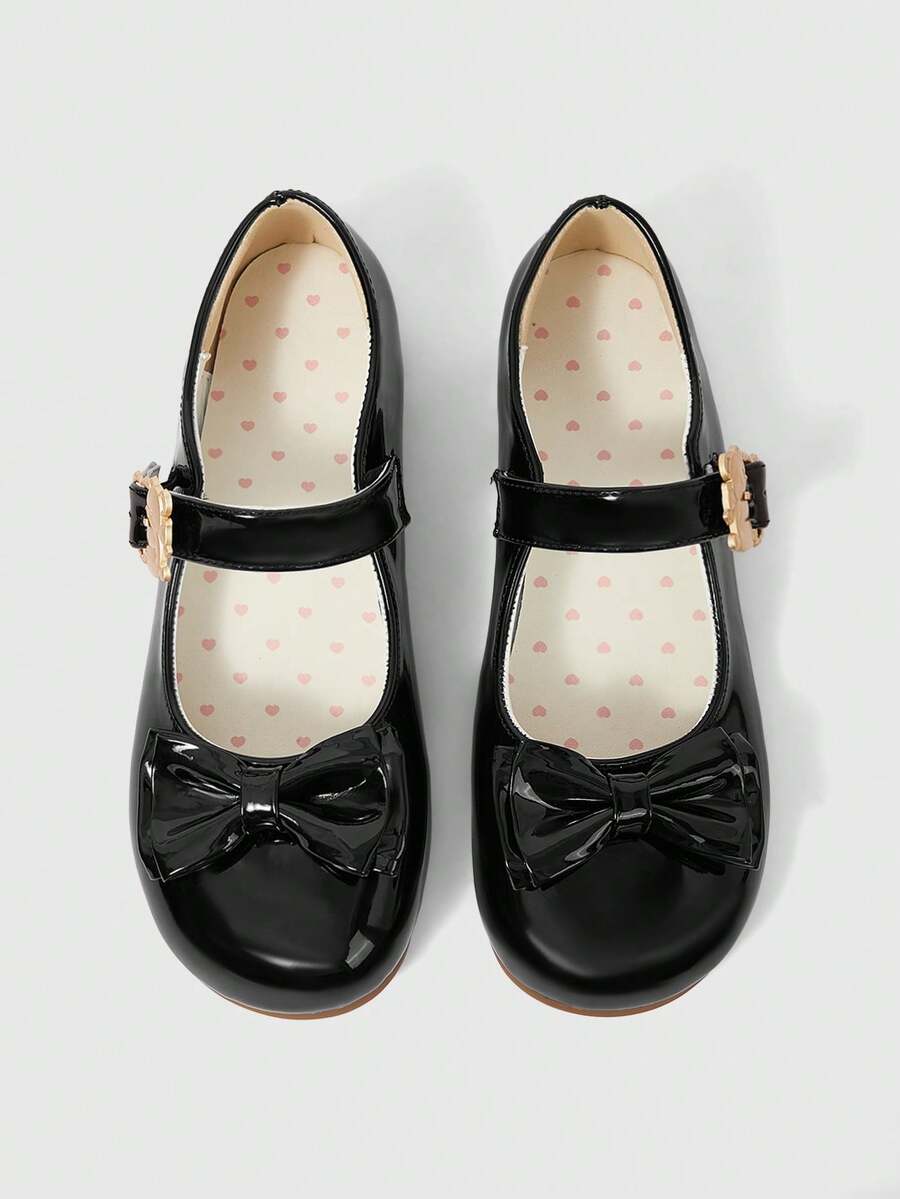 ROMWE Kawaii 女士时尚甜美蝴蝶结装饰平底鞋 - 黑色 - 查看 1