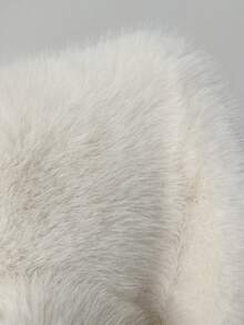 Flirla 1件女士奢华优雅仿毛皮内衬外套，酒红色 - 白色 - 查看 6