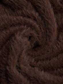 SHEIN Veneréa Women's Asymmetrical Poncho Versatile Knit T-Shirt - Coffee Brown - View 7