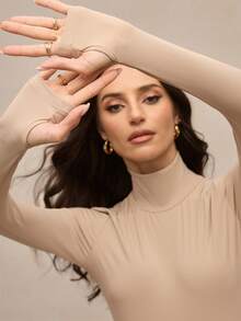 Activina 休闲纯色立领长袖连体裤 - 灰色 - 查看 2