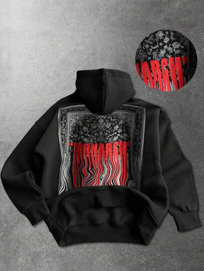 Herren Kontrast-Farbdruck Hoodie