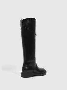 Daringsoles Women's Buckle Design Casual High-Top Boots, Versatile For Daily Wear For Christmas - Black - View 9