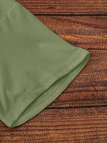 Resyla 女士休闲短袖T恤，饰有小碎花和笑脸图案 - 綠色 - 查看 4