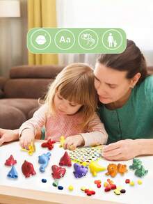 Rainbow Letters Dinosaur Alphabet Matching Toy Tactile Surfaces Interactive Learning Game Cognitive Development Family Bonding Activity Christmas Stocking Fillers Holiday Gift Ideas Scandinavian Style Cottage Core Aesthetic Must Haves - Multicolor - View 3