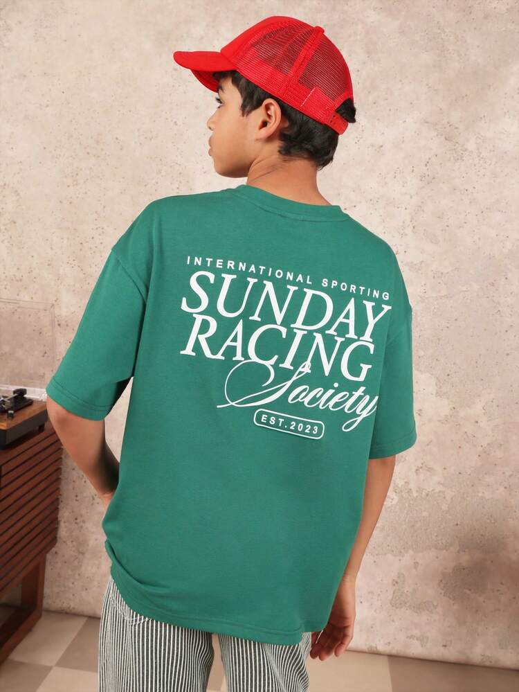 Oversized Racing Society Graphic Print Tee